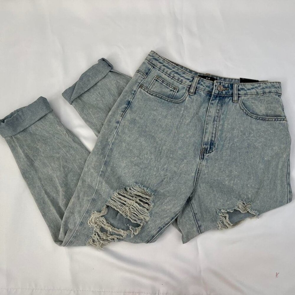 Nwt Missguided Distressed Ripped Acid Wash Jeans - Size 8